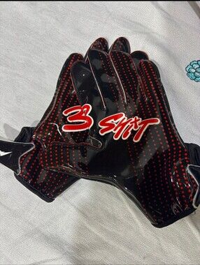 Adult Football Receiver Gloves – Black/Red